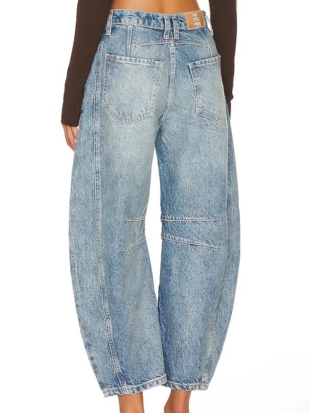 Free People We The Free Good Luck Mid Rise Barrel Wide Leg Jean Ultra Light Beam - Picture 2 of 4